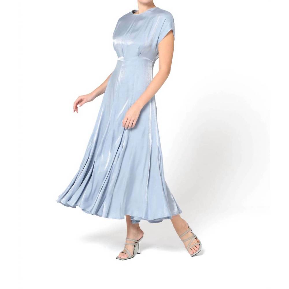 NEW BARUNI aimee foiled-finish midi dress in sky blue